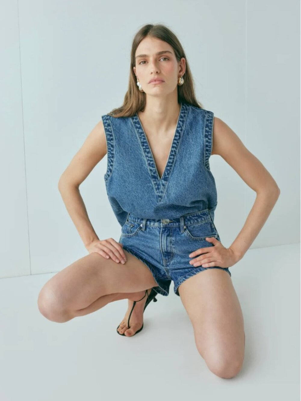 VRG GRL Muni Denim Tunic Top Blue
